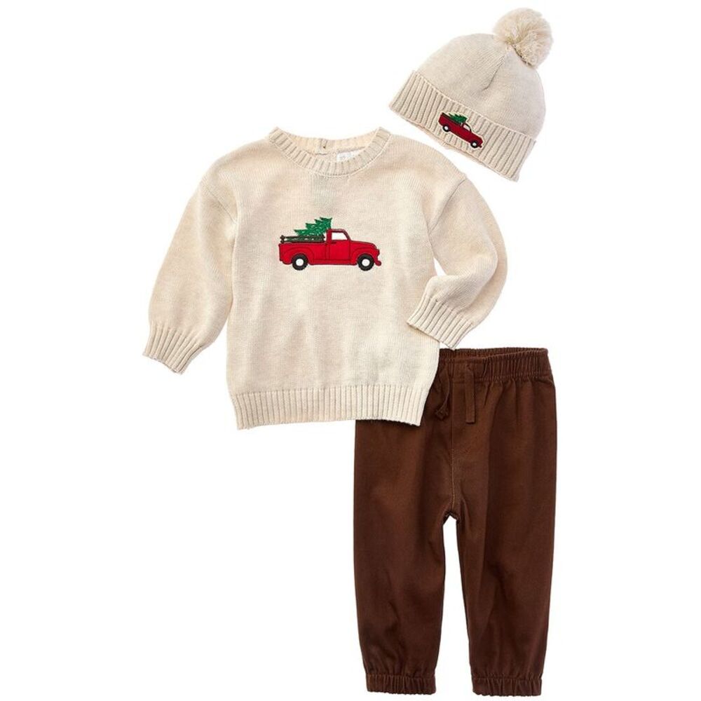 Rachel Zoe Baby-Boys 3Pc Sweater, Pant & Hat Set, Brown